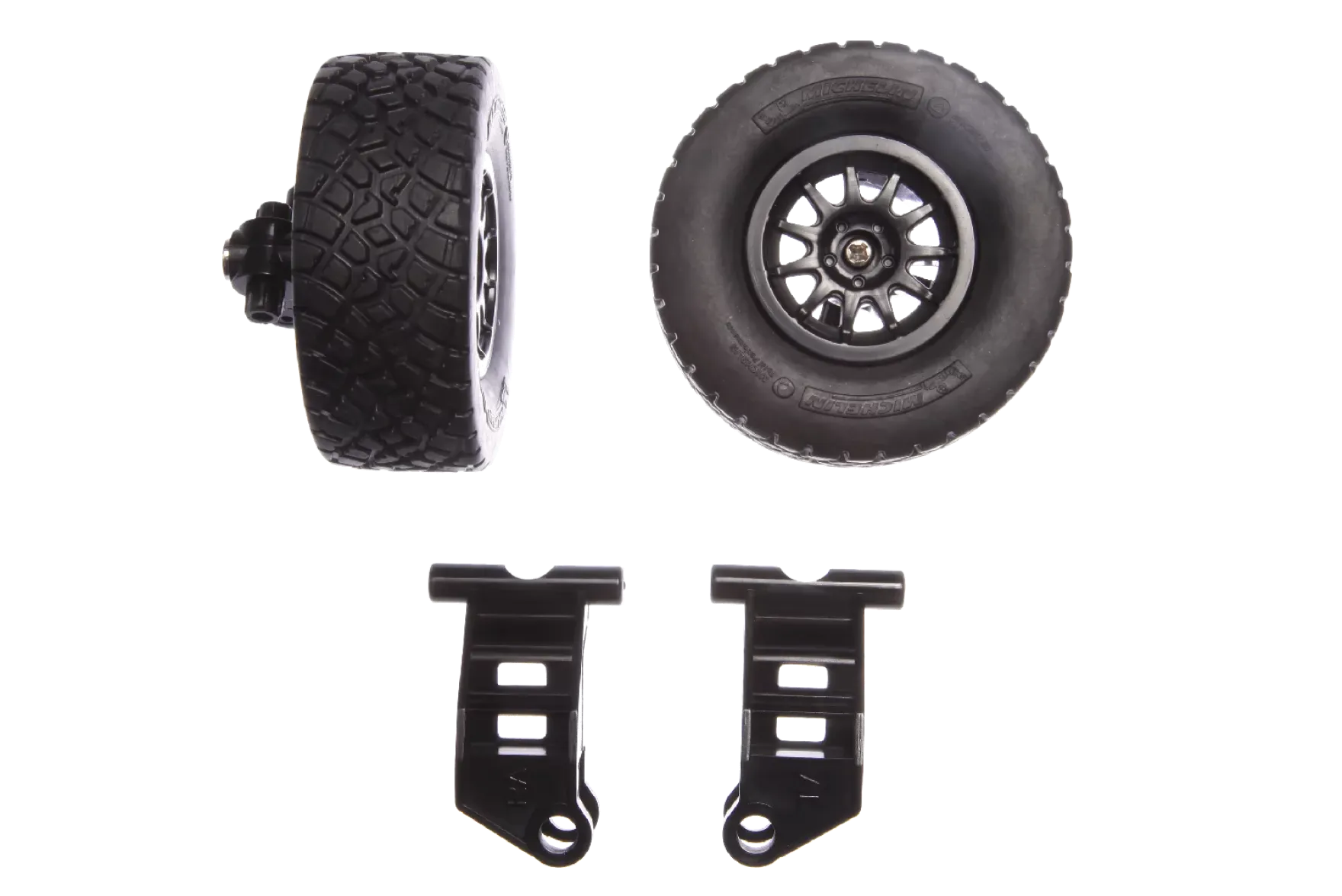 2 front wheels with steering stub axle front