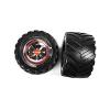 2 rear tyres with wheel rims for Inferno (140003)