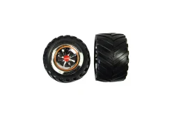 2 rear tyres with wheel rims for Inferno (140004)
