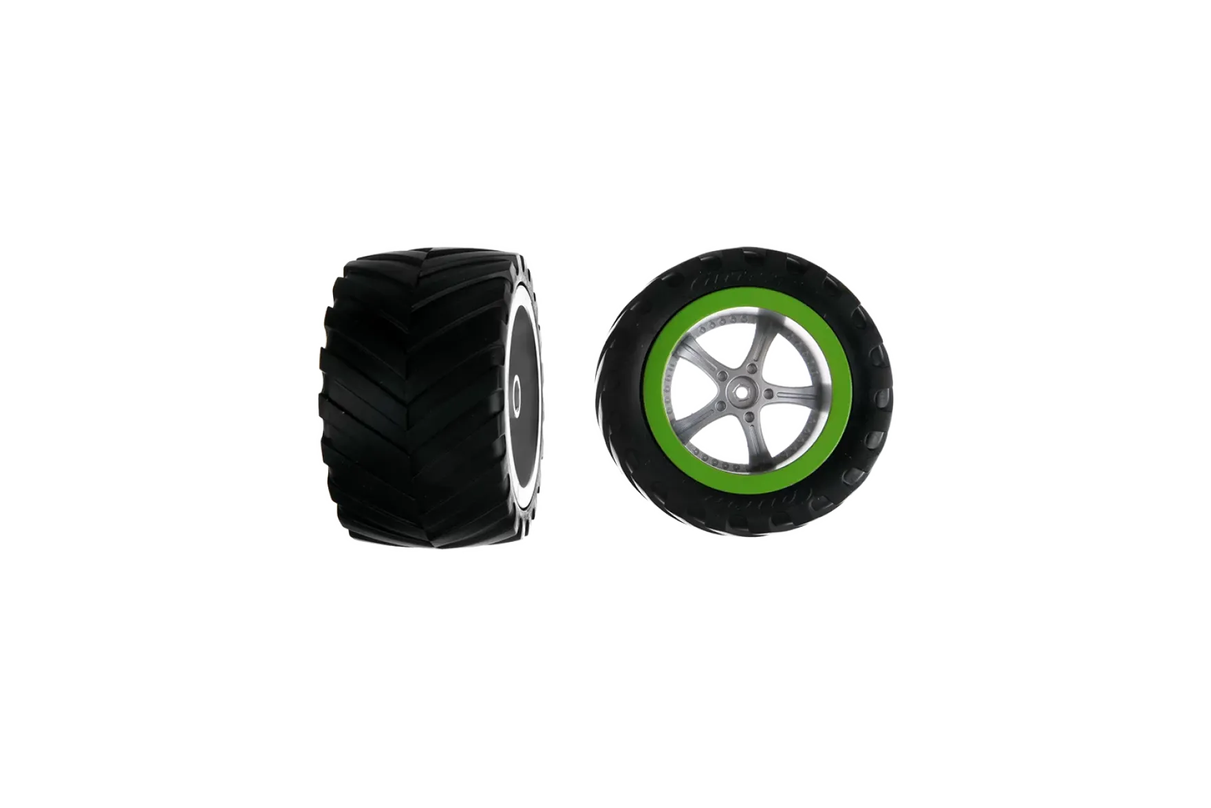 2 rear tyres with wheel rims for Green Splash (142019, 370142024)