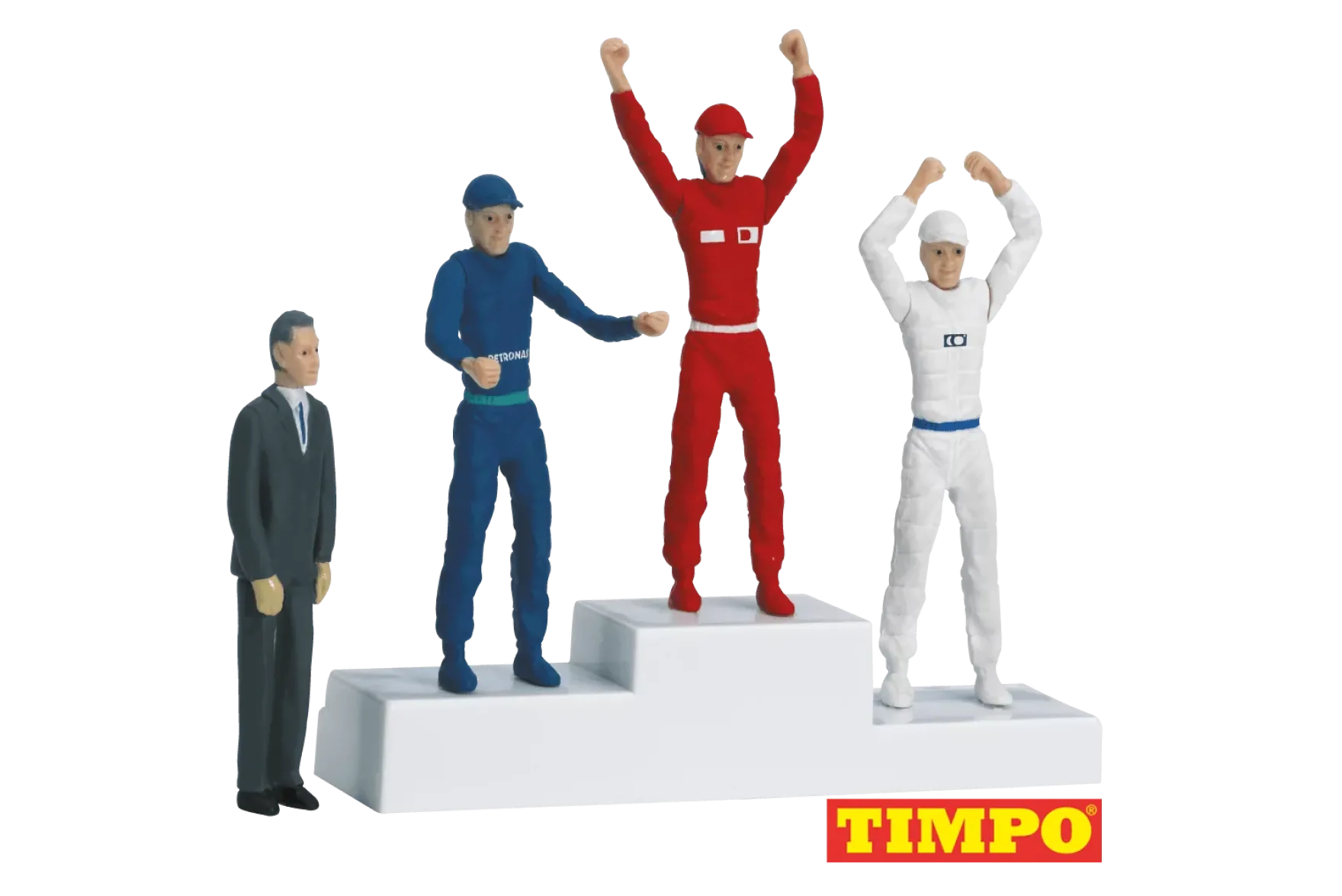 Victors' podium with set of figures